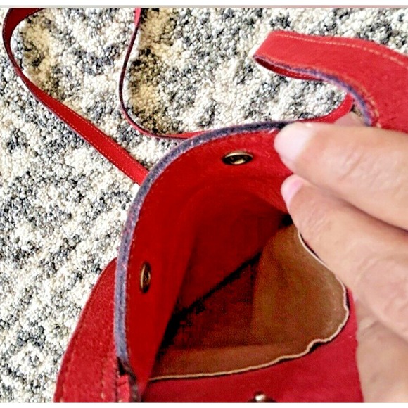 Unbranded Red Mini Suede Crossbody with Pockets - Picture 3 of 4